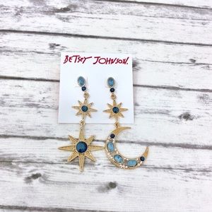 Betsey Johnson Mystic Blue & Gold 🌙 ⭐️ Earrings